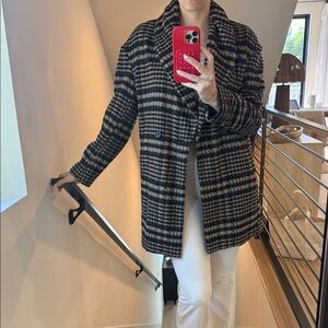 Women’s Black and Tan Checkered Coat